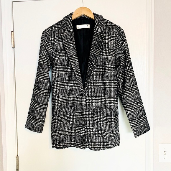 ONE LEFT Hounds Tooth Plaid Tweed Blazer - Picture 6 of 6